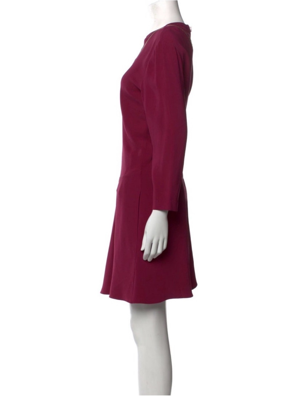 Stella McCartney Long-Sleeve Wine Red Fit-and-Flare Dress - Picture 4 of 5